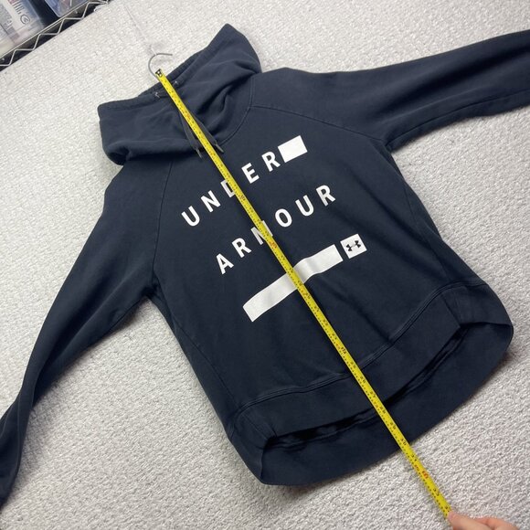 Under Armour Hoodie Mens S Black Funnel Neck Sweatshirt Graphic Logo Spell out - Picture 8 of 13
